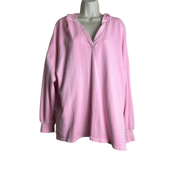 Old Navy Large Pink Terry Hoodie Beach Top V-neck - Picture 5 of 7